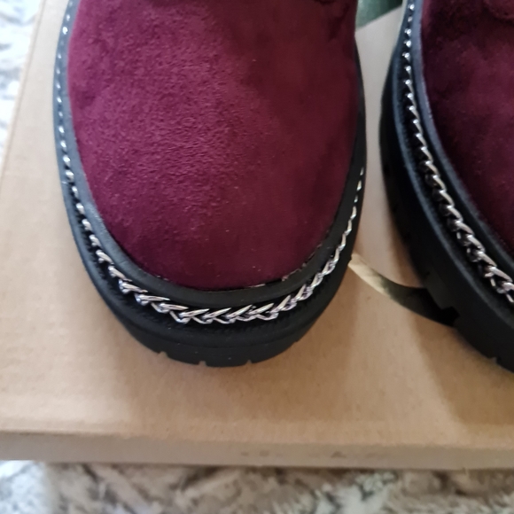 Charlotte Russe Maroon Suede Combat Boots Sz 8 - Picture 5 of 10